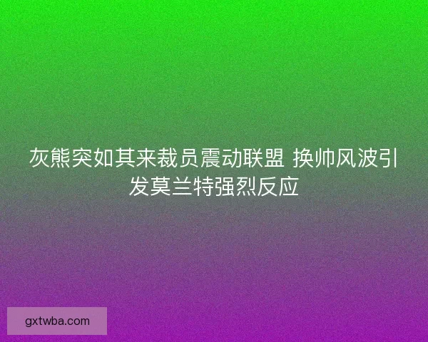 灰熊突如其来裁员震动联盟 换帅风波引发莫兰特强烈反应