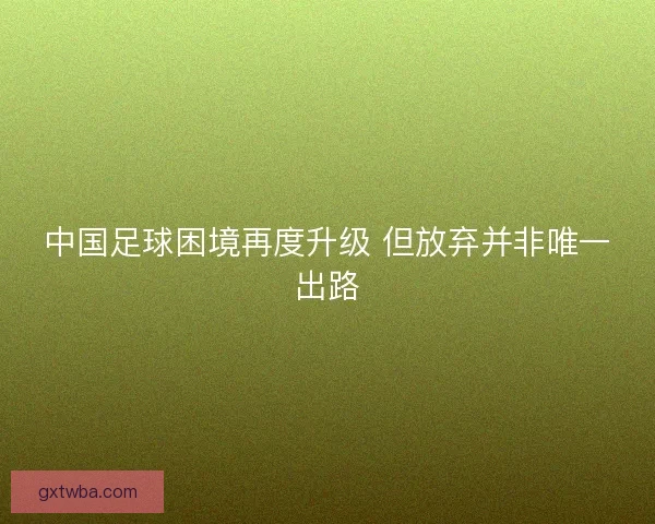 中国足球困境再度升级 但放弃并非唯一出路