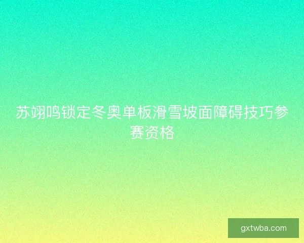 苏翊鸣锁定冬奥单板滑雪坡面障碍技巧参赛资格